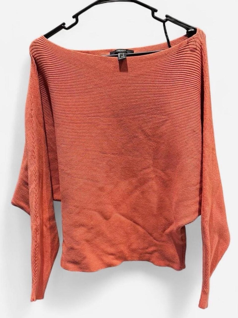 Forever 21 Terracotta Orange Ribbed Dolman Sweater Top Small